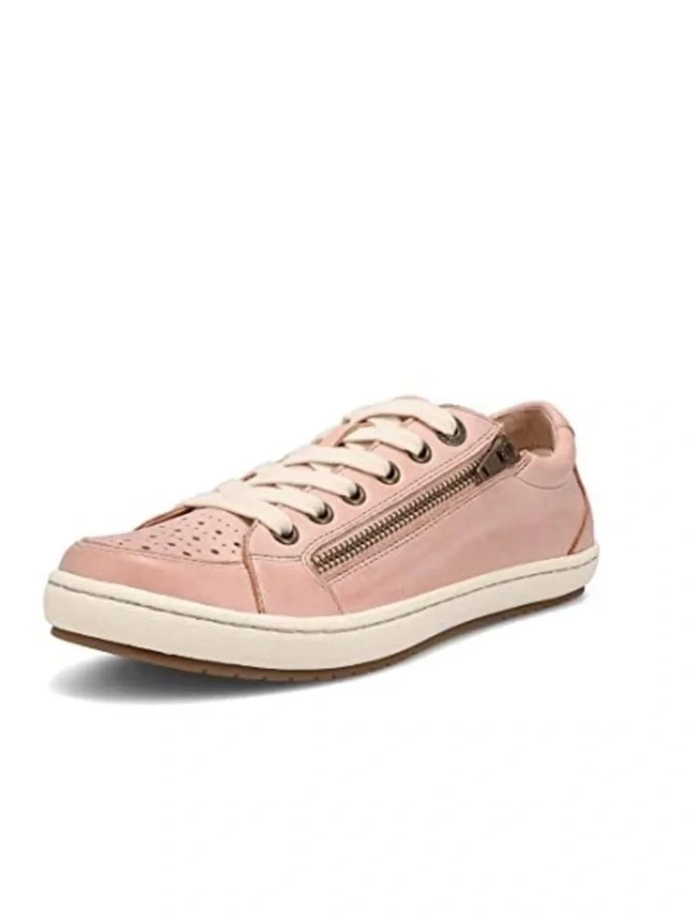 TAOS Blush Pink Leather Zipster Sneakers NWT Zip On - Picture 2 of 7